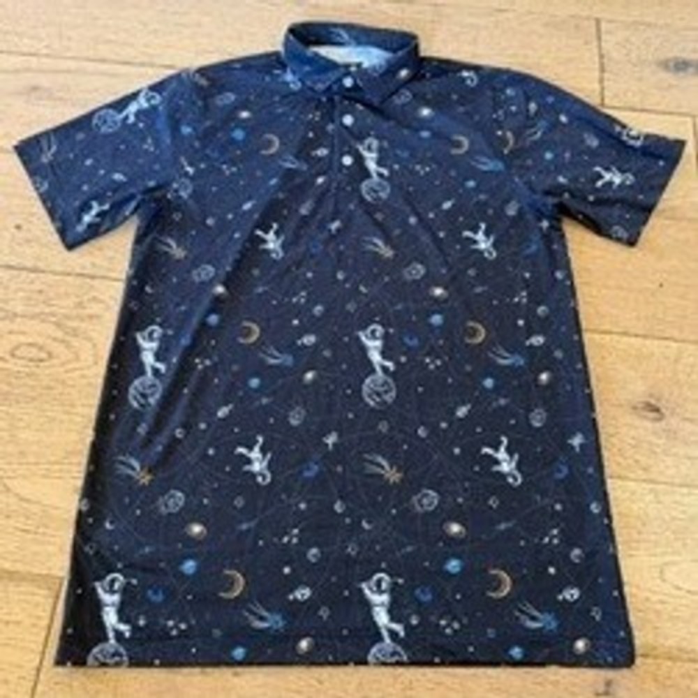 Waggle Mission Albatross Space Astronaut Polo MEDIUM Stretch Performance (1744)